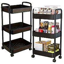 Bathroom shelf kitchen cabinet on wheels bookcase three levels 3 hooks