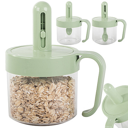 Kitchen spice container with food spoon cup with ear lock