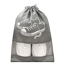 Ceļojumu maisiņš apaviem un drēbēm ar aukliņu, pelēks