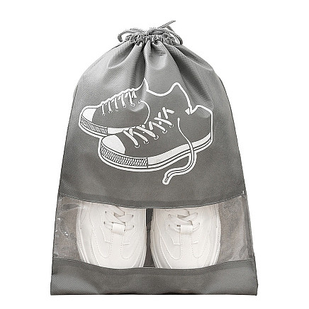 Ceļojumu maisiņš apaviem un drēbēm ar aukliņu, pelēks