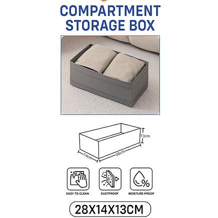 Bra organiser underwear socks clothes drawer wardrobe grey