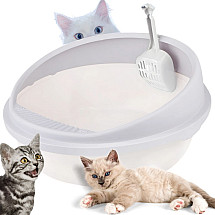 Open litter tray large solid with paddle and high rim