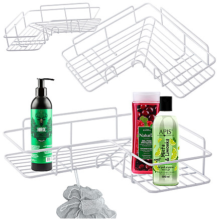 Loft corner bathroom shower shelf hanging hook white