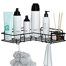 Loft corner bathroom shower shelf hanging hook black