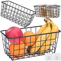 Hanging basket metal organiser hanging kitchen shelf black