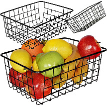 Loft metal wire organiser basket for kitchen fruit basket black large