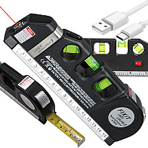 Precision laser spirit level with 2.5m measuring tape laser 3 led modes usb