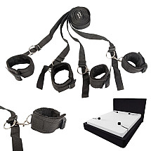 HANDCUFFS BDSM BED HARNESS SET FOR COUPLES ADJUSTABLE STRAPS BLACK