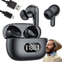 Bluetooth wireless in-ear headphones with led charging case and microphone