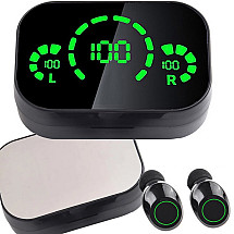 Bluetooth wireless in-ear headphones with led charging case and microphone