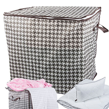 Auduma organizators drēbēm un gultasveļai 100L, salokāma glabāšanas kaste, melnbalts