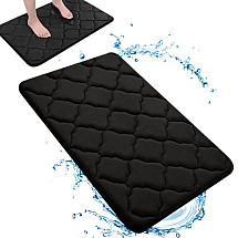 Bathroom rug black soft water absorbent anti-slip memory foam