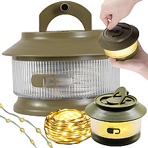 Camping light rechargeable led garland on roll 20m warm