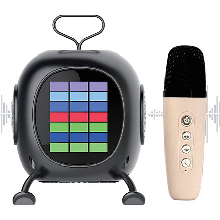Pārnēsājams Bluetooth karaoke skaļrunis ar mikrofonu un RGB LED gaismām