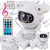 Zvaigžņu projektors Astronauts, naktslampiņa bērniem ar pulti un Bluetooth