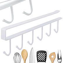 Kitchen hanging rack white metal 6 hooks for utensils hooks