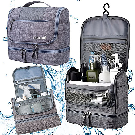 Piekarama ceļojumu kosmētikas soma organaizers, liela, unisex, pelēka