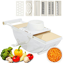 Hand-operated vegetable grater, multifunctional slicer with 6 blades