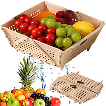 Fruit and vegetable basket, organiser, colander, foldable tray, plastic basket