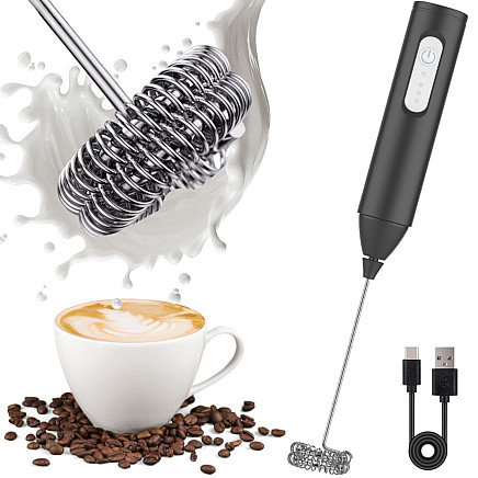 Manual coffee milk frother, mini electric mixer, 3 modes