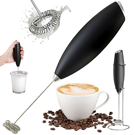 Manual coffee milk frother, mini electric mixer with stand