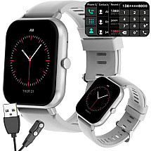 Smartwatch women's men's rubber strap sports bluetooth calls grey
