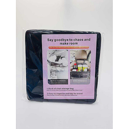 Auto organizators sēdekļa aizmugurei ar telefona kabatu, melns