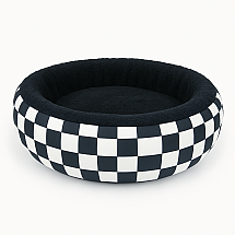 ROUND PET BED M WHITE CHECK (50)