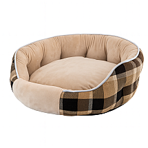 ROUND PET BED M BROWN CHECK (20)