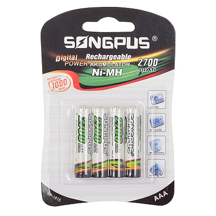 4 Gab. AAA R3 Rechargeable Batteries 2700mAh