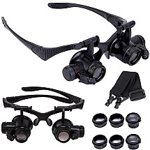 Profesionālas brilles ar LED un maināmiem lēcām 10x-25x