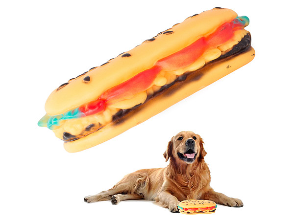 Pīkstoša gumijas rotaļlieta suņiem Hamburgers