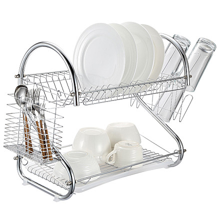 Double-decker stand-up dishwasher drainer