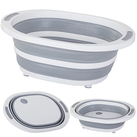 Silicone folding bowl with drain sink board