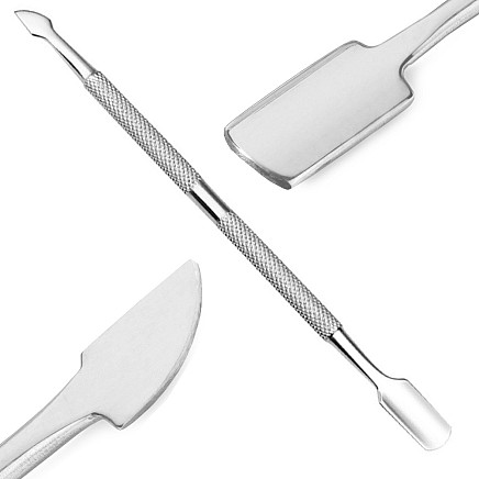 Stainless steel cuticle tip and scraper for hybrid cuticles