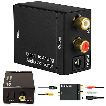 Optical toslink spdif to 2x cinch rca converter