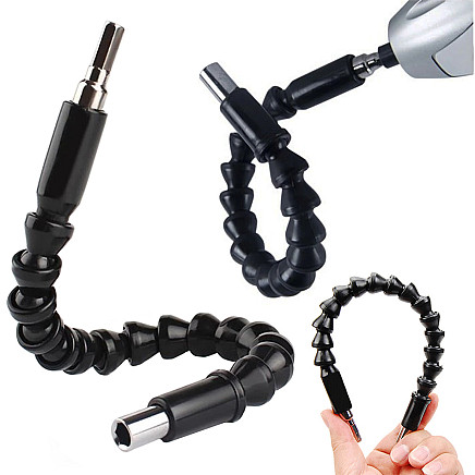 Flexible bit extensions for screwdrivers drills