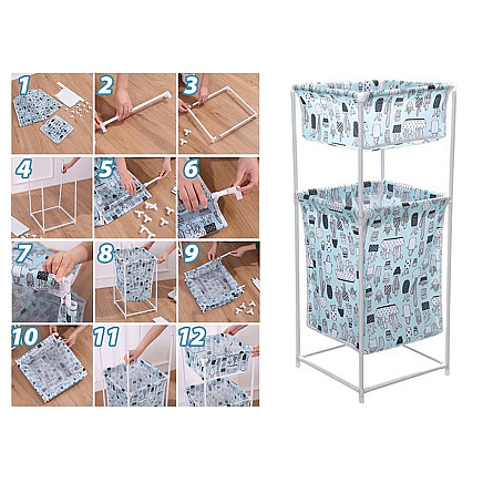 Laundry basket double shelf linen clothes basket