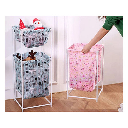 Laundry basket double shelf linen clothes basket