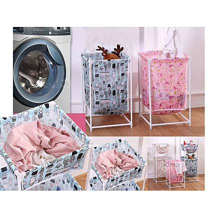 Laundry basket double shelf linen clothes basket