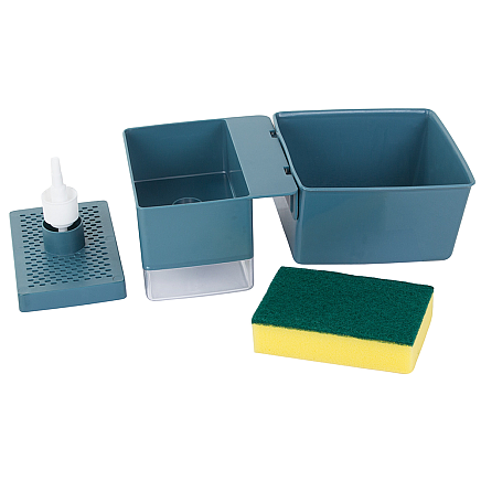 Dish liquid dispenser sponge container drainer