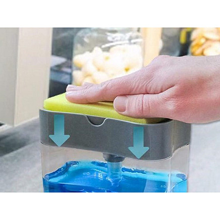 Dish liquid dispenser sponge container drainer