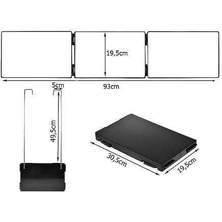 3-part folding wall-mounted cosmetic mirror - 5907451336281 3-part folding wall-mounted cosmetic mirror