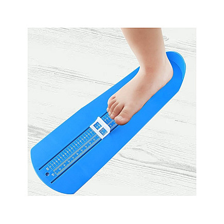 Pēdu mērītājs apavu izmēra noteikšanai pieaugušajiem un bērniem, zils