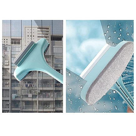 Window cleaning brush wiper 2in1