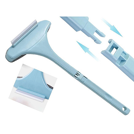 Window cleaning brush wiper 2in1