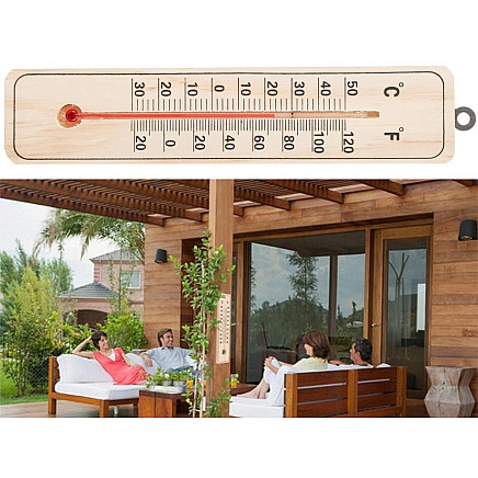Domestic wood indoor outdoor thermometer