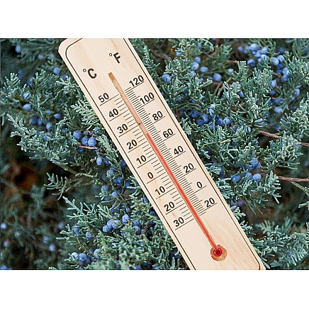 Domestic wood indoor outdoor thermometer