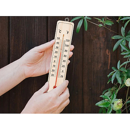 Domestic wood indoor outdoor thermometer
