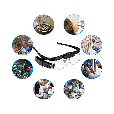 Galvas lampa ar palielināmo stiklu un LED, 1.5x - 4.5x